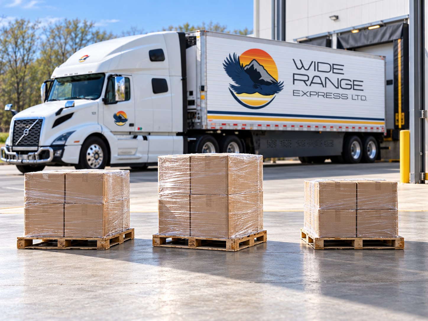 Illustration of three smaller palletized shipments on a loading dock
